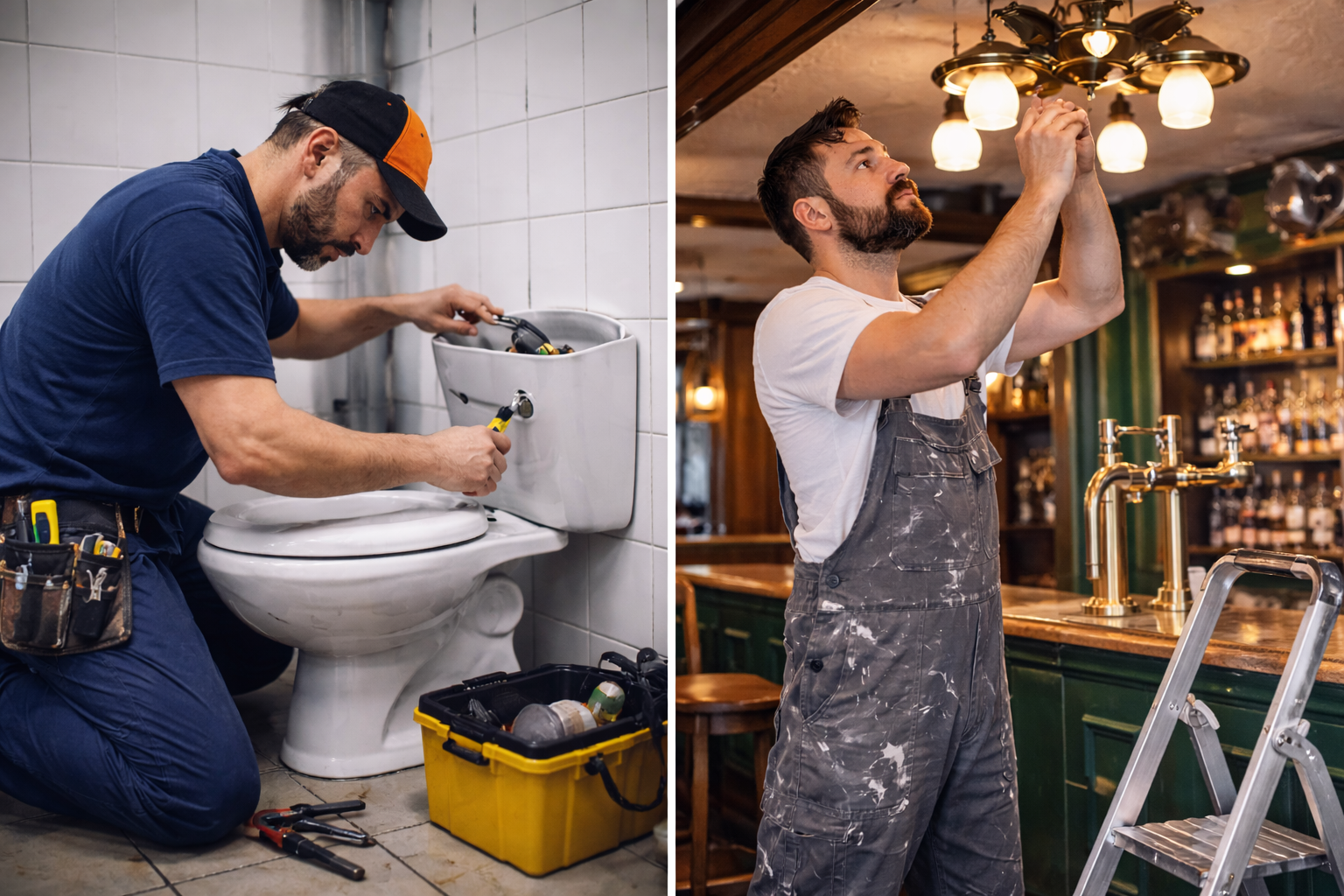 Plumber repairing a bar sink